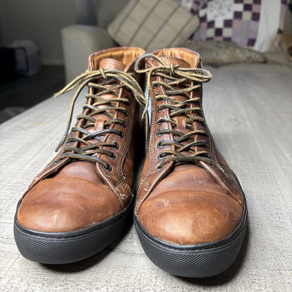 Frye Men’s Boots Walker High Top Sneakers Shoes Leather Brown Size 10 M USA - Picture 3 of 9